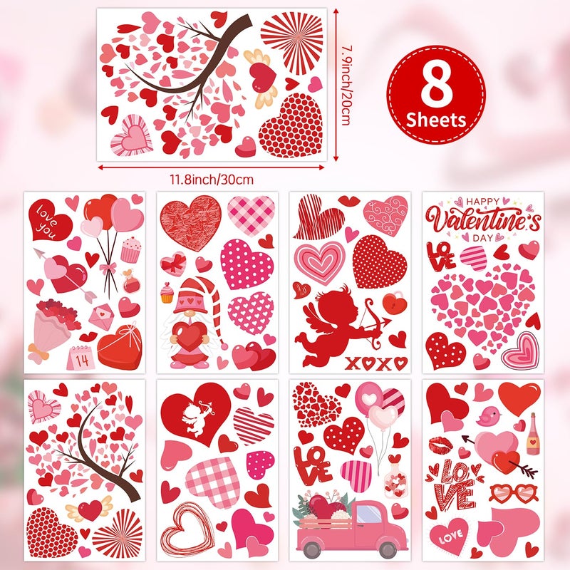 Zevulizen Valentineâ€™s Day Window Clings, 8 Sheet Happy Valentine Window Clings Double-Sided Heart Stickers for Home Classroom Wedding Anniversary Party - Image 3