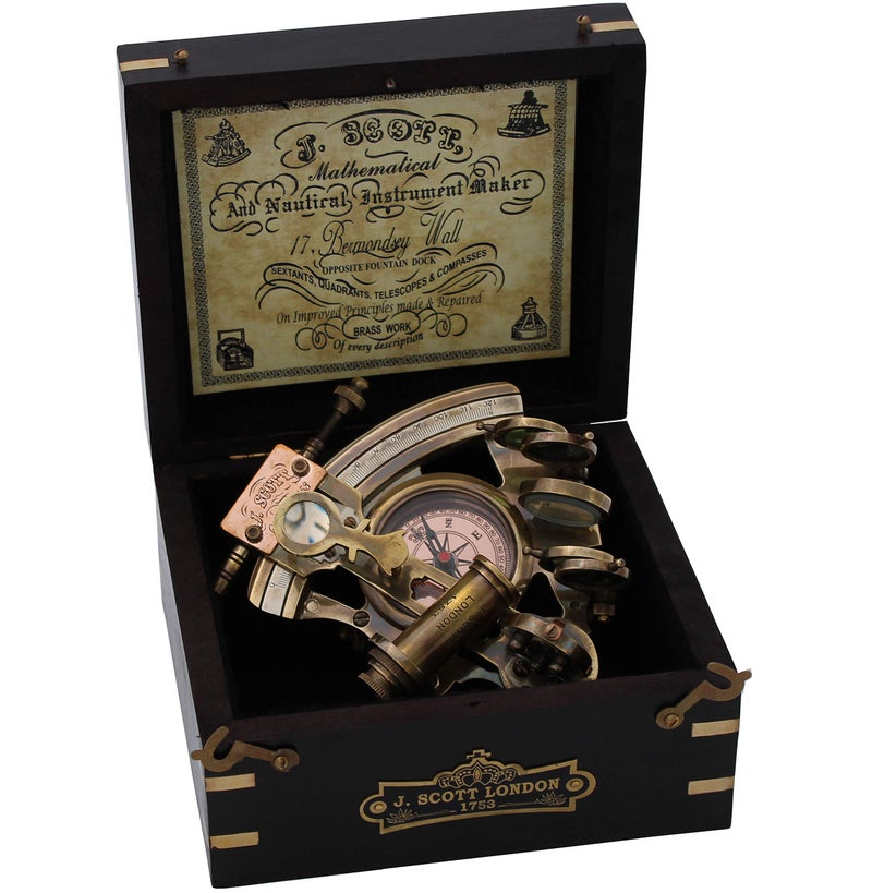 OCEAN REPLICAS Handmade Astrolabe Brass Sextant inbuild Compass with Hardwood Box. - Image 3