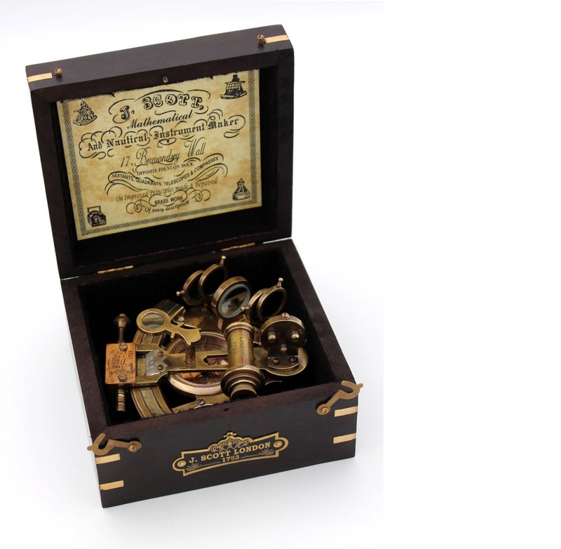 OCEAN REPLICAS Handmade Astrolabe Brass Sextant inbuild Compass with Hardwood Box. - Image 4