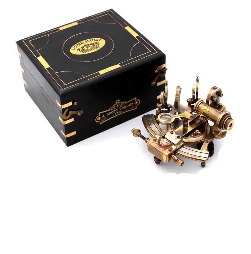 OCEAN REPLICAS Handmade Astrolabe Brass Sextant inbuild Compass with Hardwood Box. - Image 5