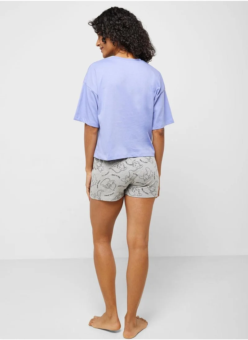 Disney Crew Neck Graphic T-Shirt & Pyjama Shorts