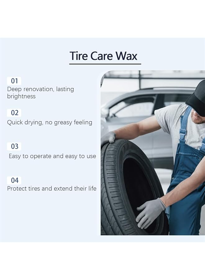 Azonee Tire Wax - 100G Tire Coating Paste With Sponge, Auto Tire Dressing Paste For Car Maintenance, Tire Polish Cream For Long-Lasting Shine And Protection  - Image 5