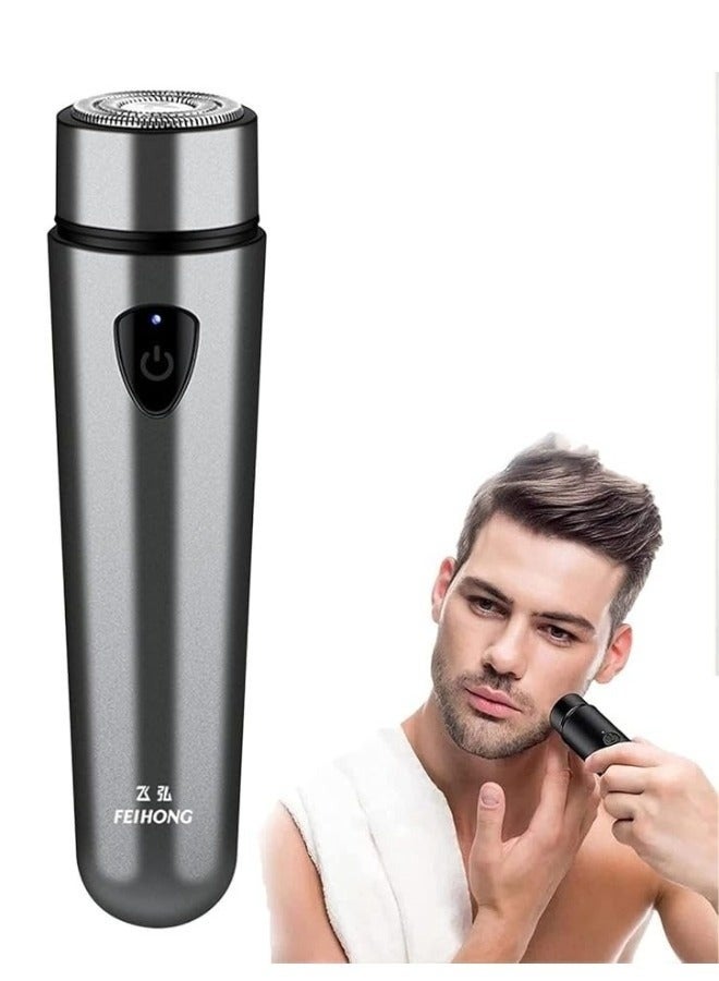 Electric Shaver, Portable Shaver, Waterproof Cordless Pocket Shaver, USB Rechargeable Wet and Dry Electric Shaver for Men- Grey - Image 1