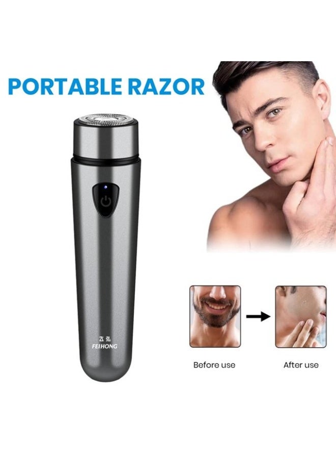 Electric Shaver, Portable Shaver, Waterproof Cordless Pocket Shaver, USB Rechargeable Wet and Dry Electric Shaver for Men- Grey - Image 4