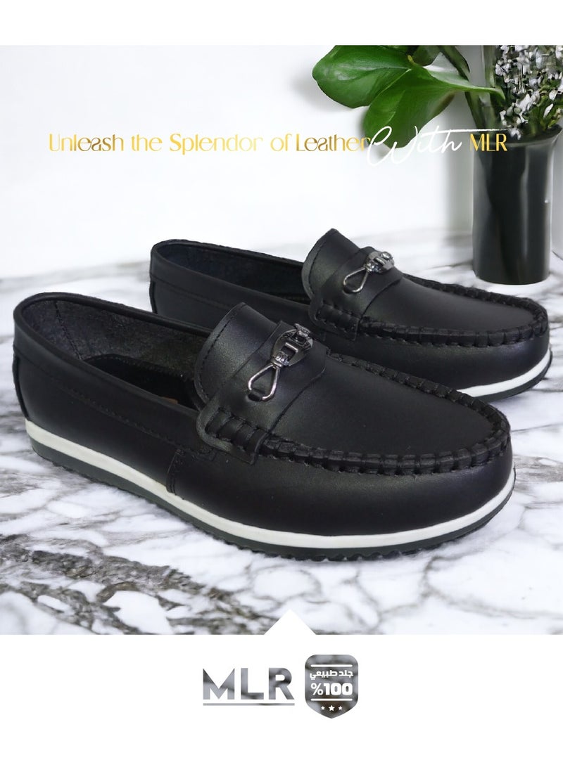 MLR shoes original genuine leather Black color hand stitching and original 2M PVC Pure sole - Image 1