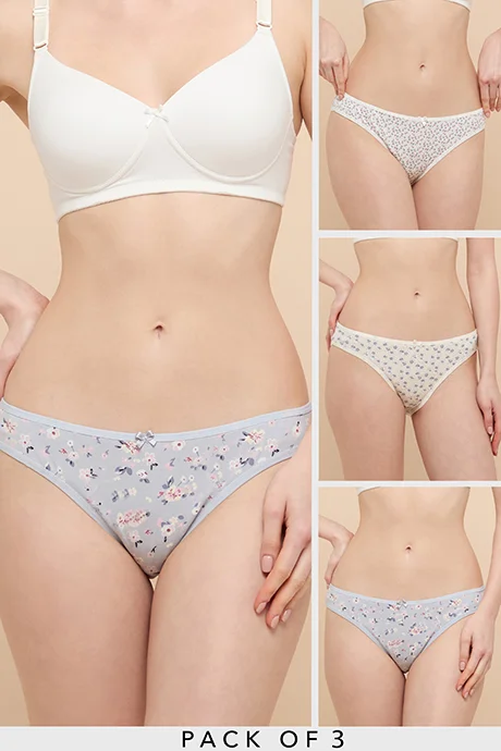 أر أند بي 3 Pack Printed Bikini Briefs