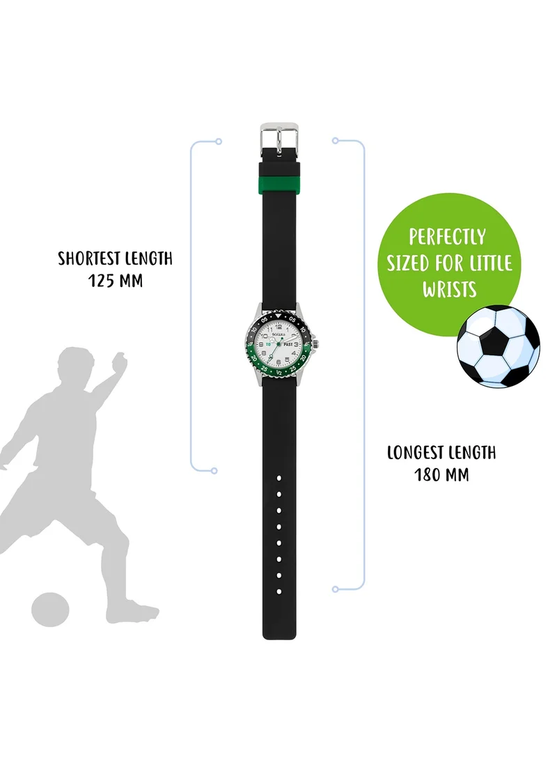 Tikkers Tikkers Black Strap Time Teacher Watch and Football Keyring Set - ATK1095-SET