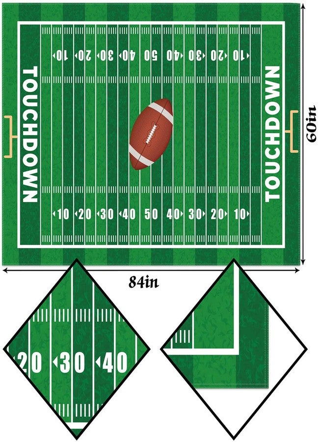 Hafangry American Football Field Tablecloth Game Time Touchdown Sport Themed Party Decoration Kitchen Dining Room Home Rectangular Table Cover 60×84inches - Image 2