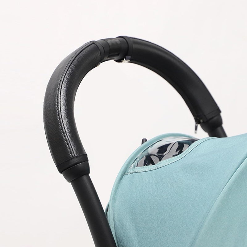 ROMIRUS غطاء مقبض عربة الأطفال ROMIRUS متوافق مع عربة YOYO3، ملحقات شريط الحماية، بسحاب مفتوح، جلد نباتي أسود - Image 3