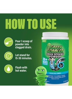 GREEN GOBBLER Green Gobbler Drain Clog Remover & Drain Cleaner Powder | 20+ Treatments | Drain Maintenance Breaks Down Grease, Paper, Fat & Oil | Septic Safe  - Image 2