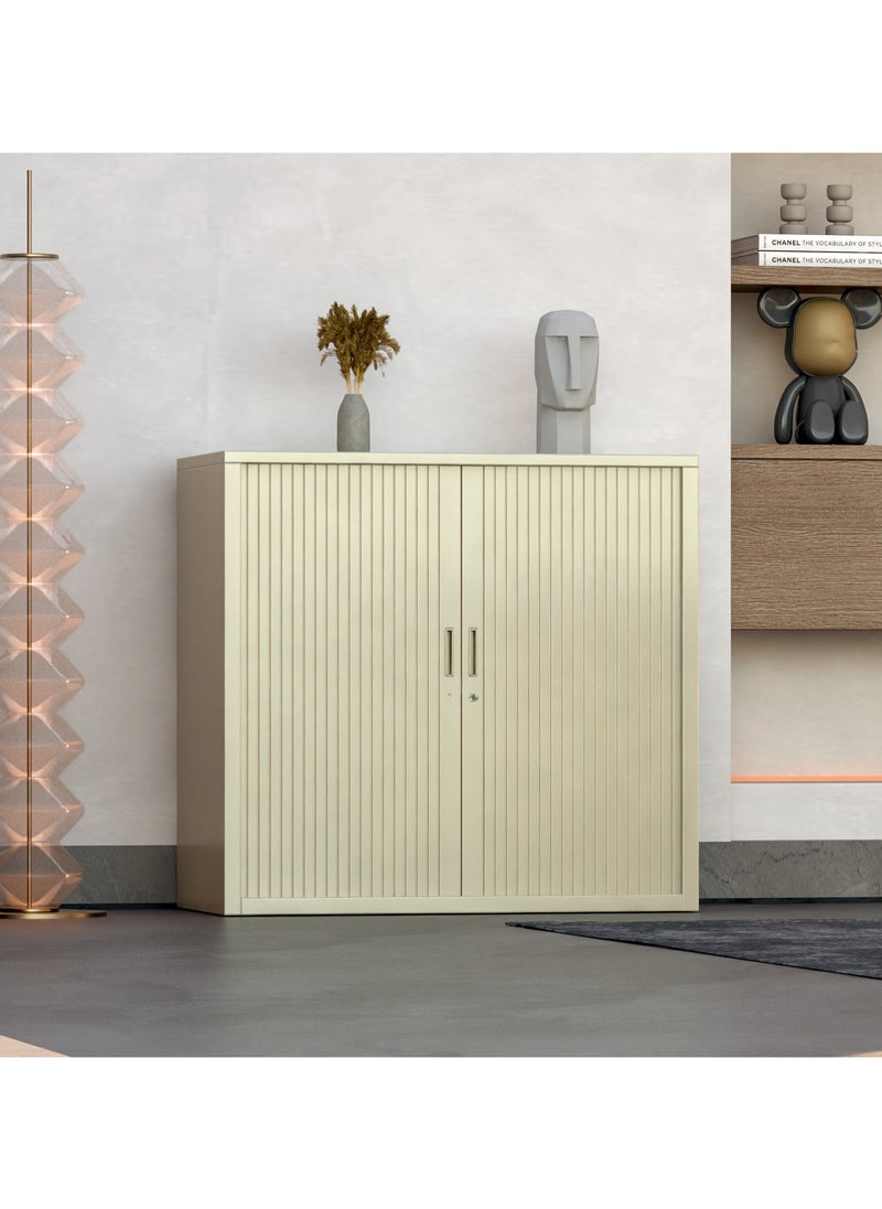 RIGID Steel OEM Low Height Tambour Door Cupboard Grey 90x90x40cm  - Image 1