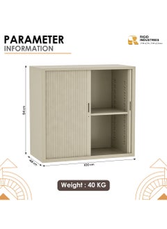 RIGID Steel OEM Low Height Tambour Door Cupboard Grey 90x90x40cm  - Image 2
