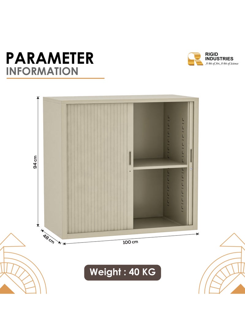 RIGID Steel OEM Low Height Tambour Door Cupboard Grey 90x90x40cm  - Image 2