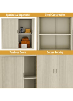 RIGID Steel OEM Low Height Tambour Door Cupboard Grey 90x90x40cm  - Image 3