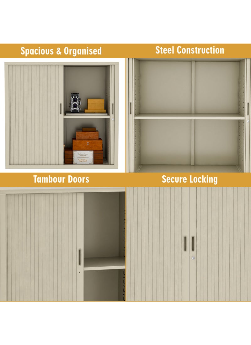 RIGID Steel OEM Low Height Tambour Door Cupboard Grey 90x90x40cm  - Image 3