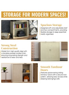 RIGID Steel OEM Low Height Tambour Door Cupboard Grey 90x90x40cm  - Image 4