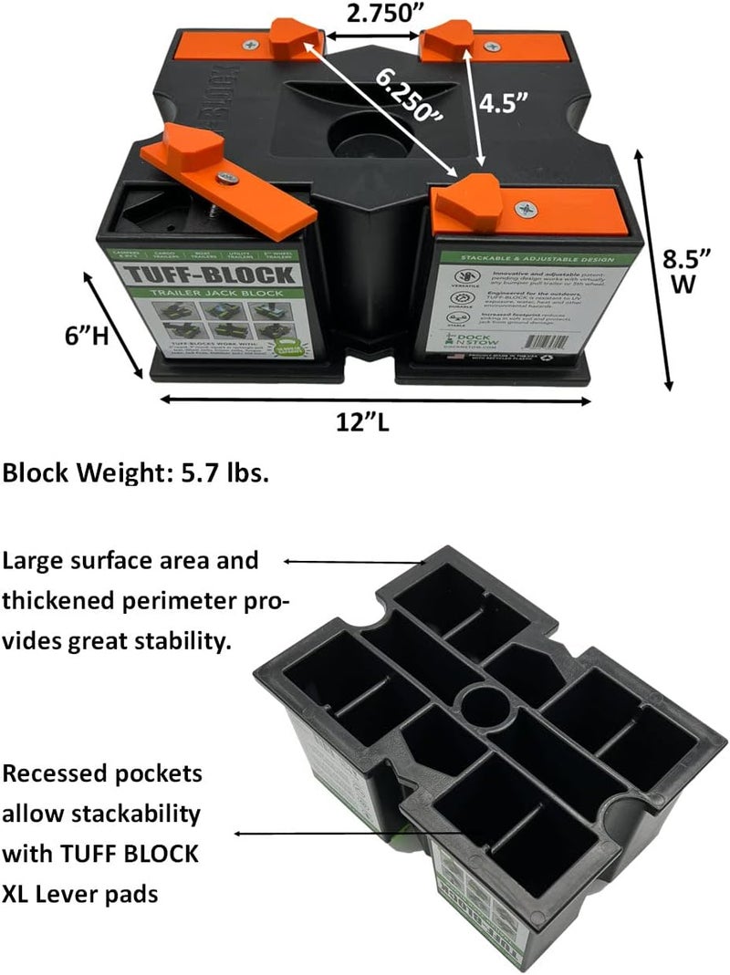 Dock N Stow TUFF-Block with 4 XL Pads Combo – RV Leveling Blocks for Camper and Trailer Stabilization - Image 3