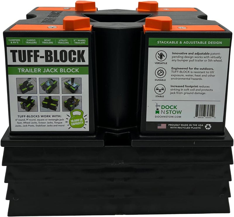 Dock N Stow TUFF-Block with 4 XL Pads Combo – RV Leveling Blocks for Camper and Trailer Stabilization - Image 1