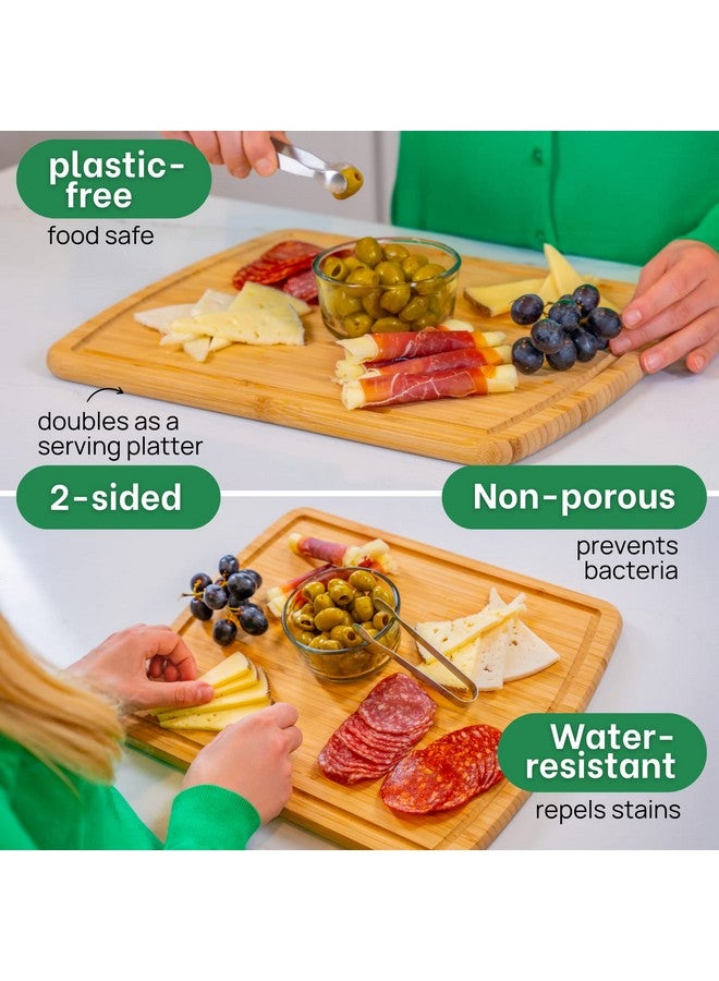 GREENER CHEF 15 Inch Bamboo Cutting Board with Lifetime Replacements - Medium Wooden Chopping Board for Kitchen, Butcher Block, Meat, Vegetables, Charcuterie and Cheese Board - Image 5