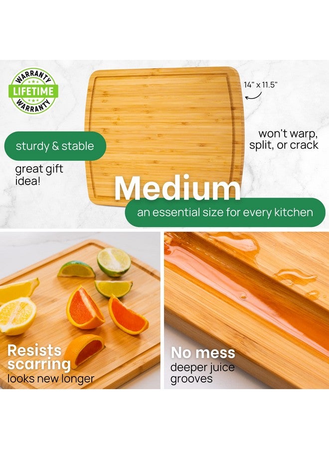 GREENER CHEF 15 Inch Bamboo Cutting Board with Lifetime Replacements - Medium Wooden Chopping Board for Kitchen, Butcher Block, Meat, Vegetables, Charcuterie and Cheese Board - Image 3