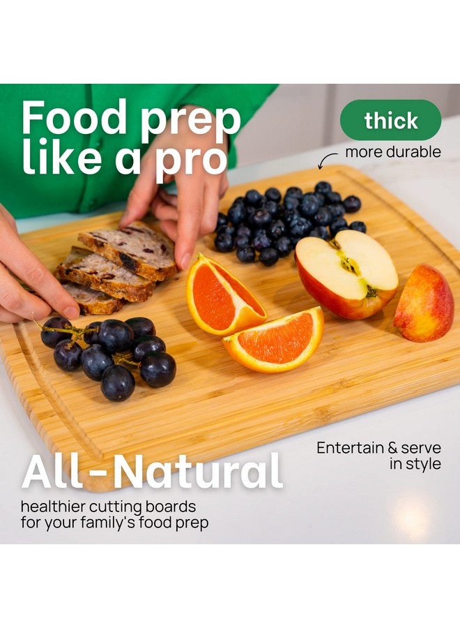 GREENER CHEF 15 Inch Bamboo Cutting Board with Lifetime Replacements - Medium Wooden Chopping Board for Kitchen, Butcher Block, Meat, Vegetables, Charcuterie and Cheese Board - Image 4