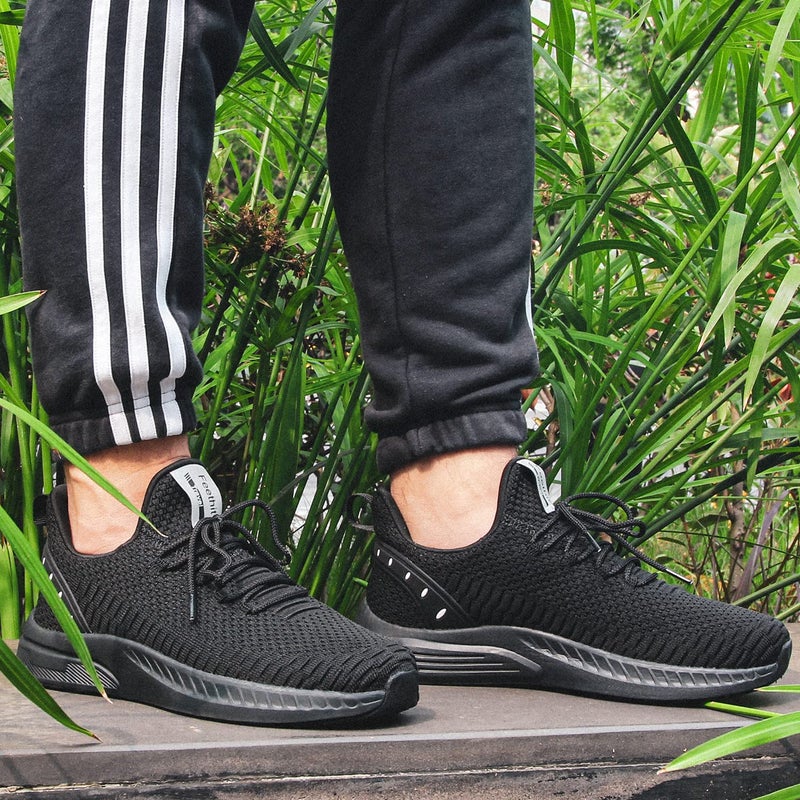 Feethit Mens Slip On Walking Shoes Blade Tennis Shoes Non Slip Running Shoes Lightweight Workout Shoes Breathable Mesh Fashion Sneakers All Black Size 12 - Image 2