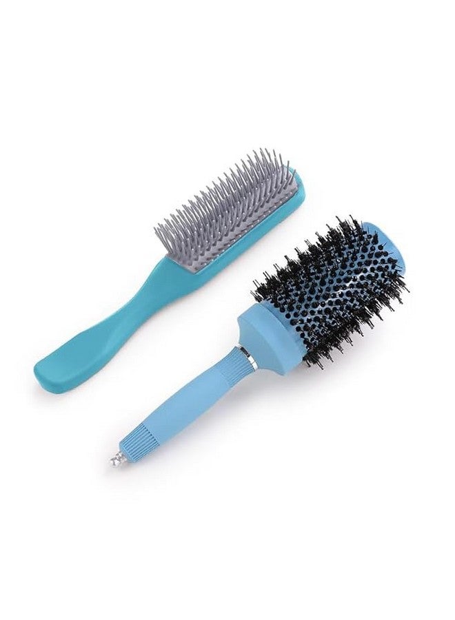 Hearts Hair Brush | Bristles Brush | Hair Brush With Paddle | Sharp Hair Brush For Woman | Suitable For All Hair Types | Tgx525..-C19Ble | Ice Blue & Blue - Image 1