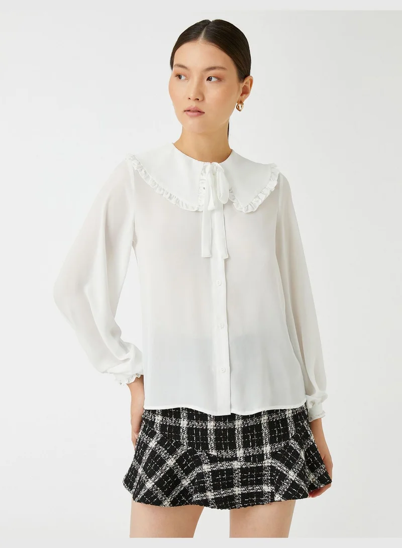 KOTON Wide Peter Pan Neck Shirt