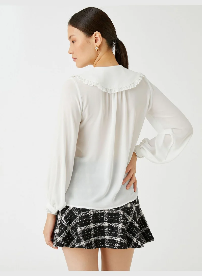 KOTON Wide Peter Pan Neck Shirt