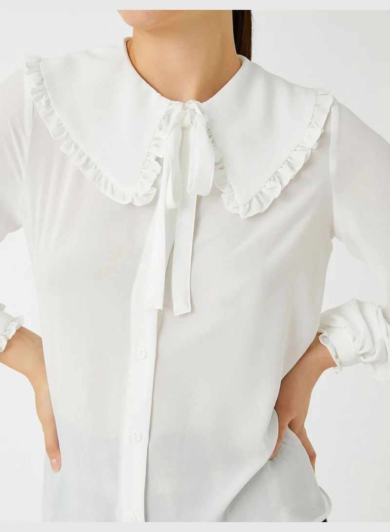 KOTON Wide Peter Pan Neck Shirt