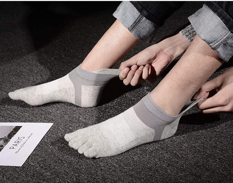Fasot Men Cotton Low Cut Toe Socks 5 Finger No Show Mesh Wicking 6 Pack 9 Pack - Image 2