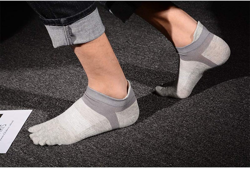 Fasot Men Cotton Low Cut Toe Socks 5 Finger No Show Mesh Wicking 6 Pack 9 Pack - Image 3