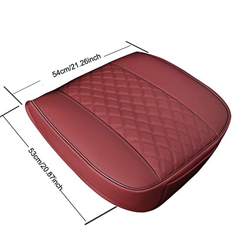 Black Panther غطاء مقعد السيارة الأمامي من بلاك بانثر قطعة واحدة من جلد PU متوافق مع 90% من المركبات، تطريز، مضاد للانزلاق وقاعدة كاملة التغطية W55cm*D54cm(21.65''*21.26'') (قطعة واحدة، بورغندي) - Image 3