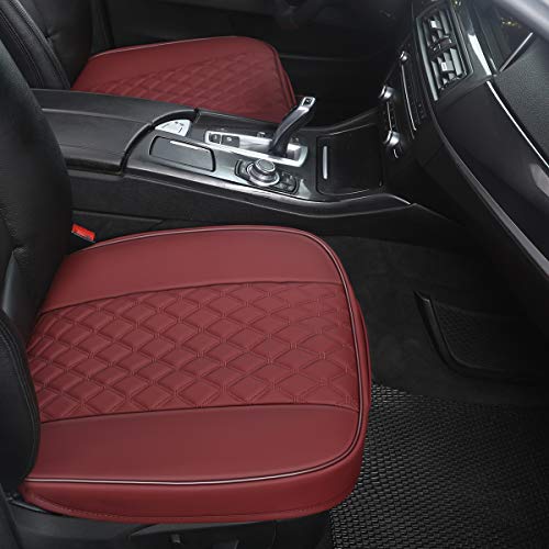 Black Panther غطاء مقعد السيارة الأمامي من بلاك بانثر قطعة واحدة من جلد PU متوافق مع 90% من المركبات، تطريز، مضاد للانزلاق وقاعدة كاملة التغطية W55cm*D54cm(21.65''*21.26'') (قطعة واحدة، بورغندي) - Image 4