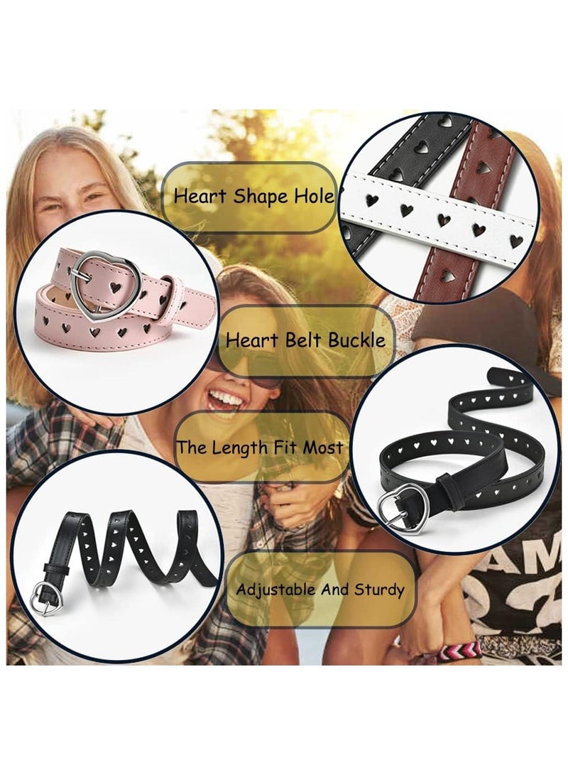 GNAFOTU 5 Pieces Girls Belt Cute Heart Shape With Metal Buckle Elastic Stretch Adjustable Waist Belt for Girls Jeans Dress - Image 4