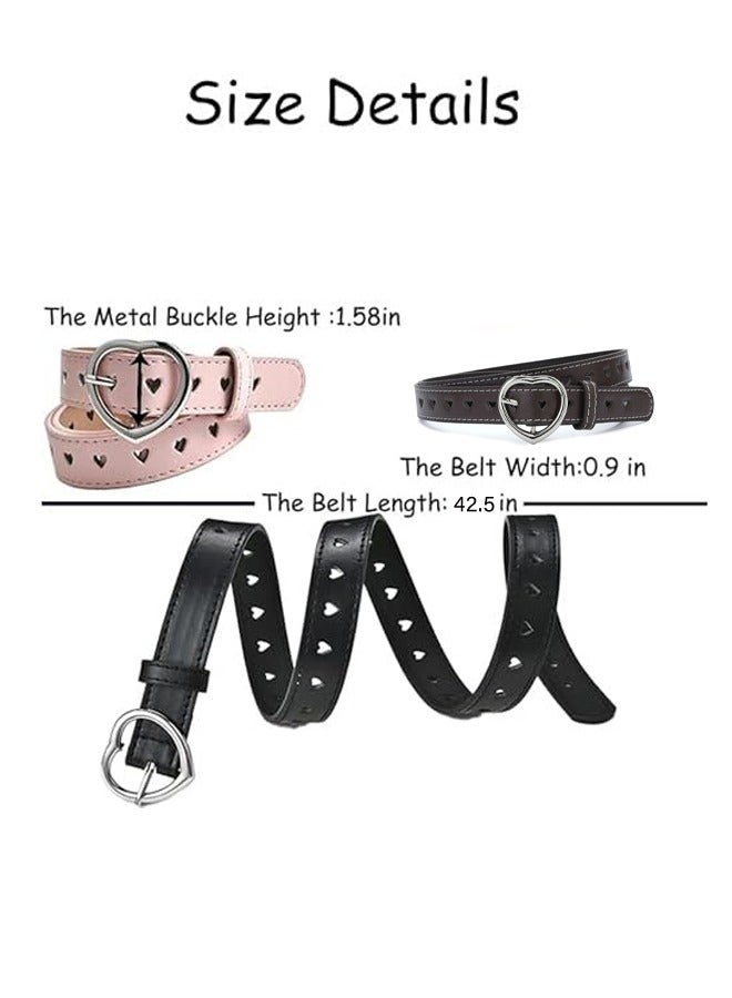 GNAFOTU 5 Pieces Girls Belt Cute Heart Shape With Metal Buckle Elastic Stretch Adjustable Waist Belt for Girls Jeans Dress - Image 2