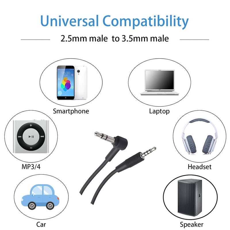Koffmon 2.5mm to 3.5mm AUX Cable Audio Cord Compatible with JBL Synchros E40BT E50BT J56BT E45BT E55BT E65BTNC ELITE750NC DuetBT DuetNC LIVE400BT LIVE500BT TUNE600BTNC LIVE650BTNC S400BT Headphones - Image 2