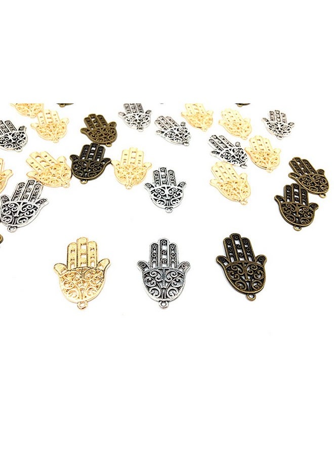 ALIMITOPIA 30Pcs Filigree Hamasa Hand Charmjewish Hamesh Hamsa Hand Pendant Connector For Diy Necklace Bracelet Jewelry Making Findings(3 Assorted Colors)  - Image 3