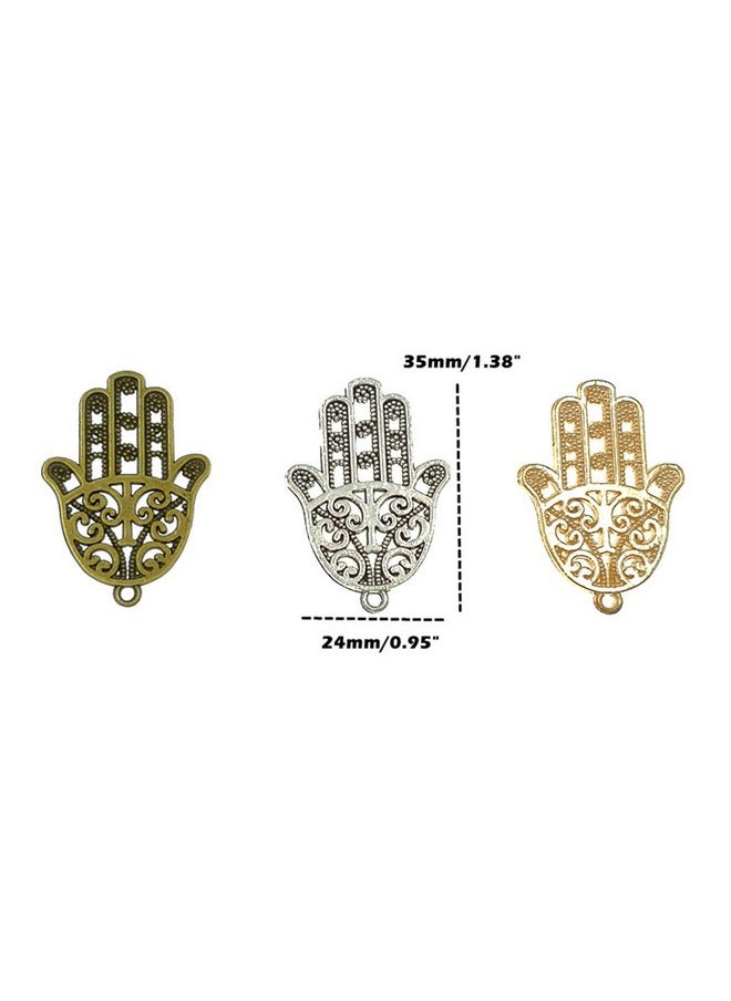ALIMITOPIA 30Pcs Filigree Hamasa Hand Charmjewish Hamesh Hamsa Hand Pendant Connector For Diy Necklace Bracelet Jewelry Making Findings(3 Assorted Colors)  - Image 2