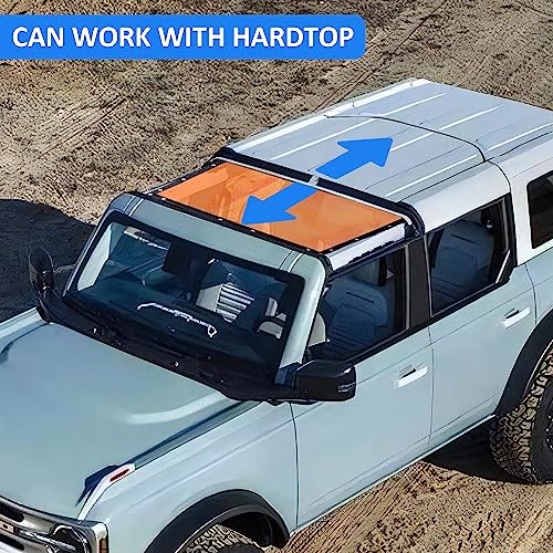 RERPRO غطاء شمس RERPRO متوافق مع فورد برونكو 2021 2022 2023 2024 2025 4 أبواب، غطاء شمس بيكيني، سقف بيميني، شبكة ناعمة، ملحقات خارجية، يحجب الأشعة فوق البنفسجية، ضوضاء الرياح، برتقالي - Image 4