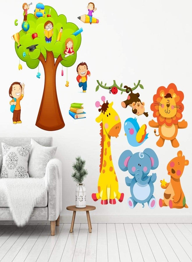 AH Decals Animated Wall Sticker for Kids Room Play School Stickers PVC Vinyl (65 X 50 cm) with Magic Tree Wall Décor Sticker-Self-Adhesive - Image 1