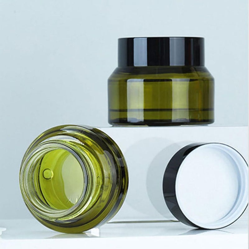 LABRIMP 3pcs 50g Empty Cream Jars with Lids, Refillable Travel Containers for Cosmetic Storage, Green Opaque Cream Storage Jars for Skincare and Beauty Use - Image 4