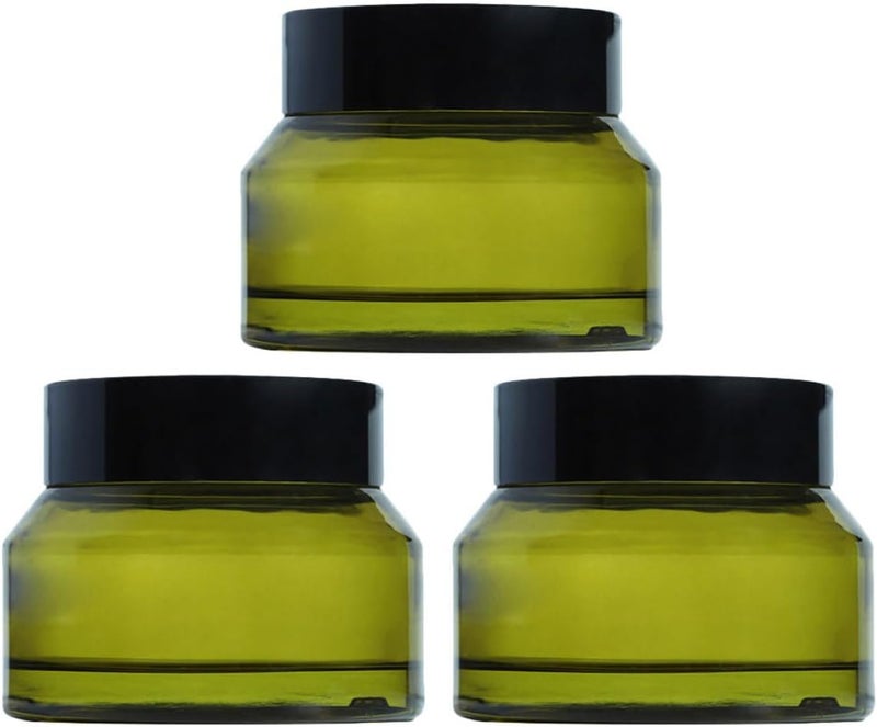 LABRIMP 3pcs 50g Empty Cream Jars with Lids, Refillable Travel Containers for Cosmetic Storage, Green Opaque Cream Storage Jars for Skincare and Beauty Use - Image 1