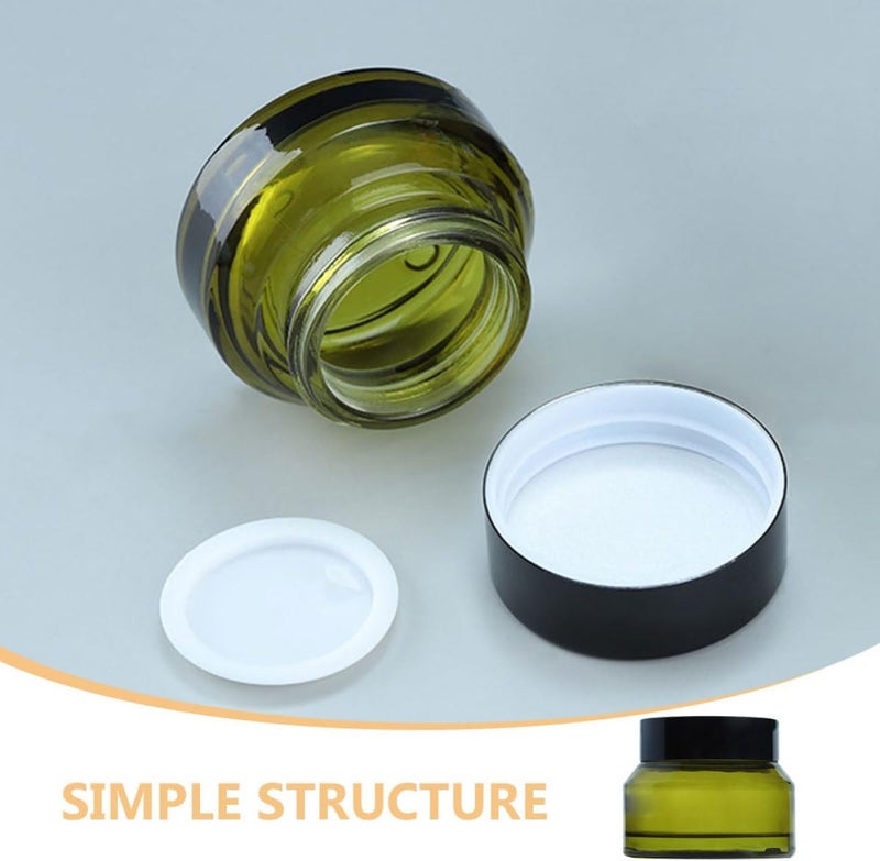 LABRIMP 3pcs 50g Empty Cream Jars with Lids, Refillable Travel Containers for Cosmetic Storage, Green Opaque Cream Storage Jars for Skincare and Beauty Use - Image 3