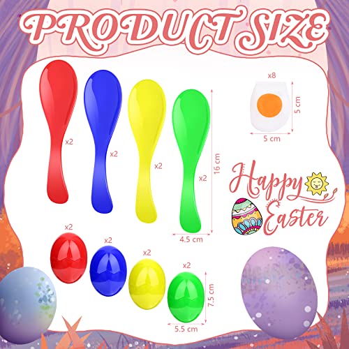 Civaner 24 Pieces Egg and Spoon Race Game Set with Yolk Egg Balance Game Relay Race Game for Easter Eggs Hunt Game Outdoor Lawn Games Field Sport Party Favors Toy 4 Assorted Colors - Image 5