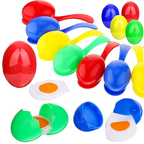 Civaner 24 Pieces Egg and Spoon Race Game Set with Yolk Egg Balance Game Relay Race Game for Easter Eggs Hunt Game Outdoor Lawn Games Field Sport Party Favors Toy 4 Assorted Colors - Image 1