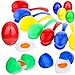 Civaner 24 Pieces Egg and Spoon Race Game Set with Yolk Egg Balance Game Relay Race Game for Easter Eggs Hunt Game Outdoor Lawn Games Field Sport Party Favors Toy 4 Assorted Colors - Image 2