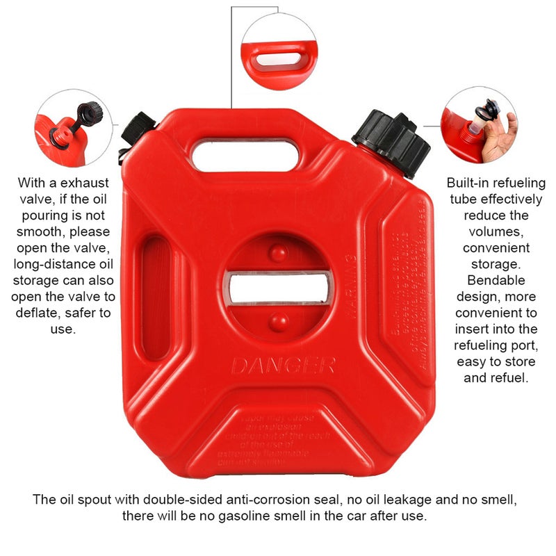 Fuel Tank: 1.3 Gallon Black High-Density Engineered Plastic Tank - Anti-Static Anti-Leak Theft-Proof Portable Gasoline Container for Outdoor Vehicle Refueling & Storage - Image 4