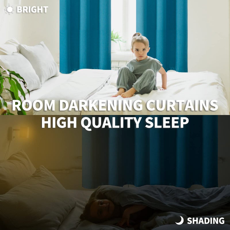 BGment Blackout Curtains - Grommet Thermal Insulated Room Darkening Bedroom and Living Room Curtains, Set of 2 Panels (38 x 45 Inch, Peacock Blue) - Image 4