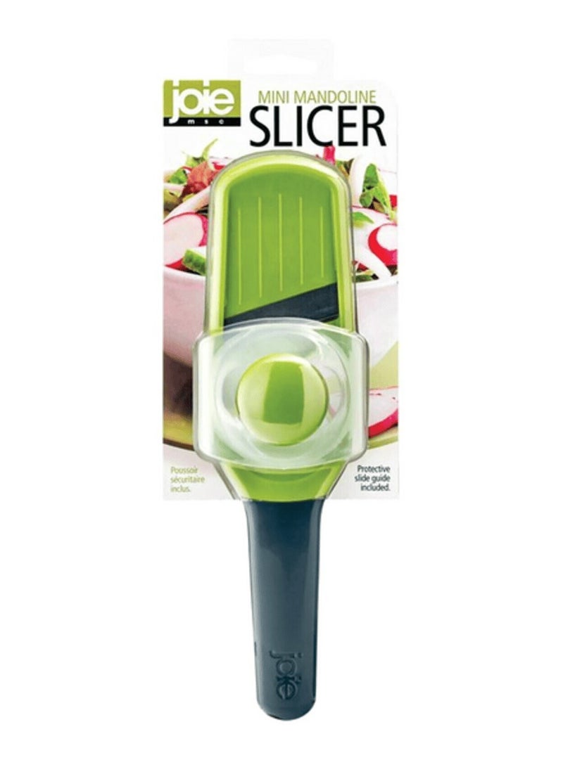 جوا آلة تقطيع ماندولين صغيرة من الفولاذ المقاوم للصدأ خالية من مادة BPA وآمنة للاستخدام في غسالة الأطباق باللونين الأخضر والأزرق 8.5 × 3 بوصة - Image 1